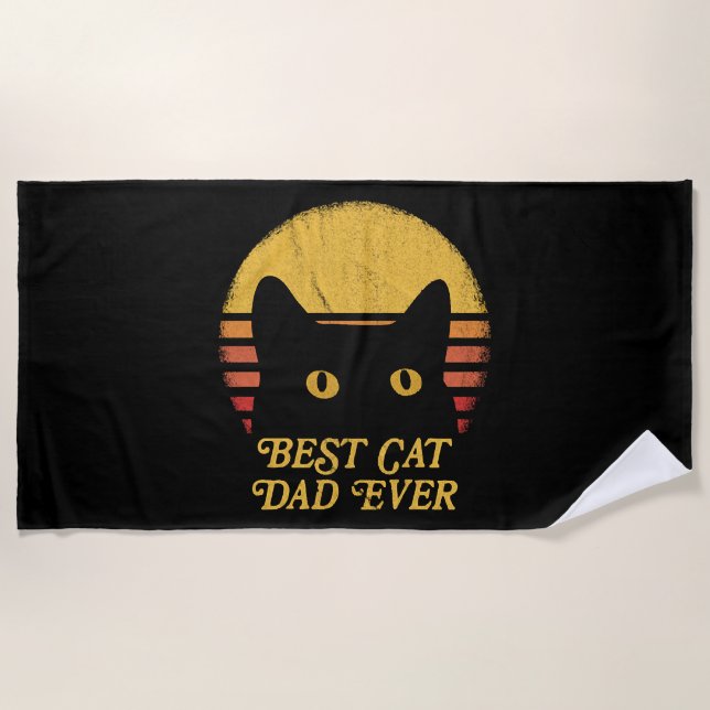 Best Cat dad ever cat lover gift Beach Towel (Front)