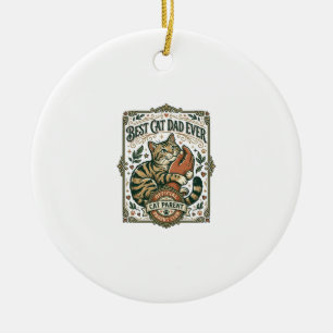 Best Cat Dad Ever Cat Mum Dad Parent Vintage Vecto Ceramic Tree Decoration
