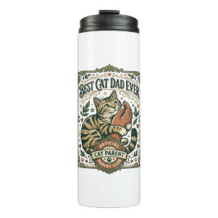 Best Cat Dad Ever Cat Mum Dad Parent Vintage Vecto Thermal Tumbler