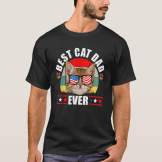 Best Cat Dad Ever Cat Patriotic 4th Of July Father T-Shirt
