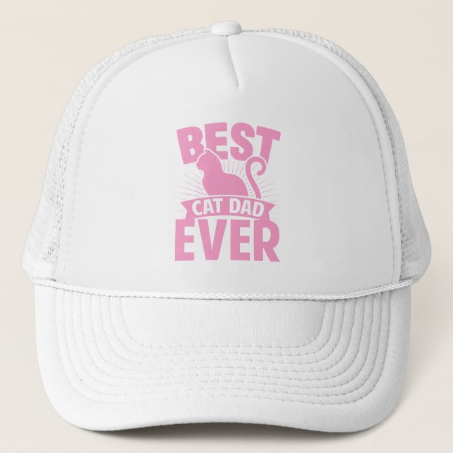 Best Cat Dad Ever - Cat Silhouette Trucker Hat (Front)