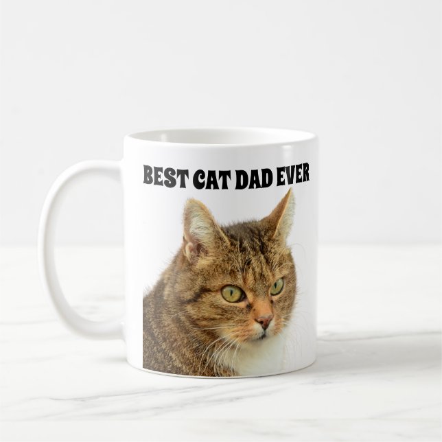  BEST CAT DAD EVER CUSTOM PHOTO COFFEE MUG (Left)
