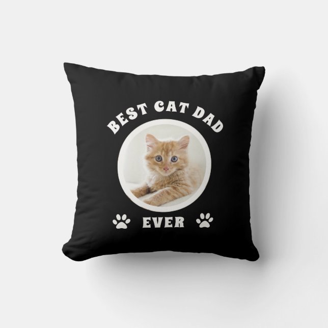 Best Cat Dad Ever Custom Photo Personalised Cushion (Front)