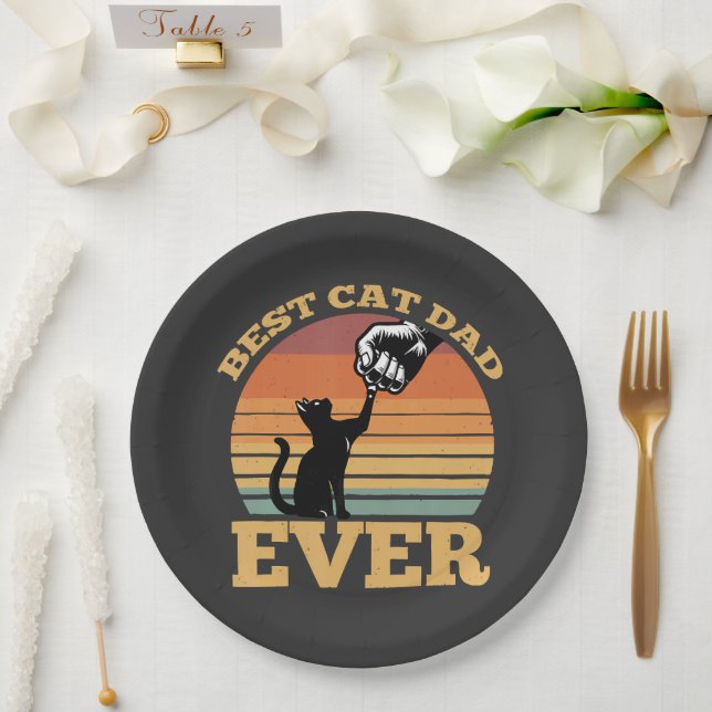 Best Cat Dad Ever Fathers Day Paper Plate (Wedding)