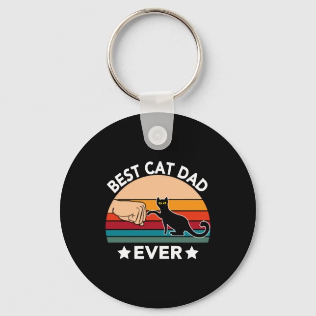 Best Cat Dad Ever Fist Bump Key Ring (Front)
