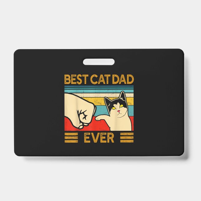 Best Cat Dad Ever Funny Cat Daddy ID Badge (Front)