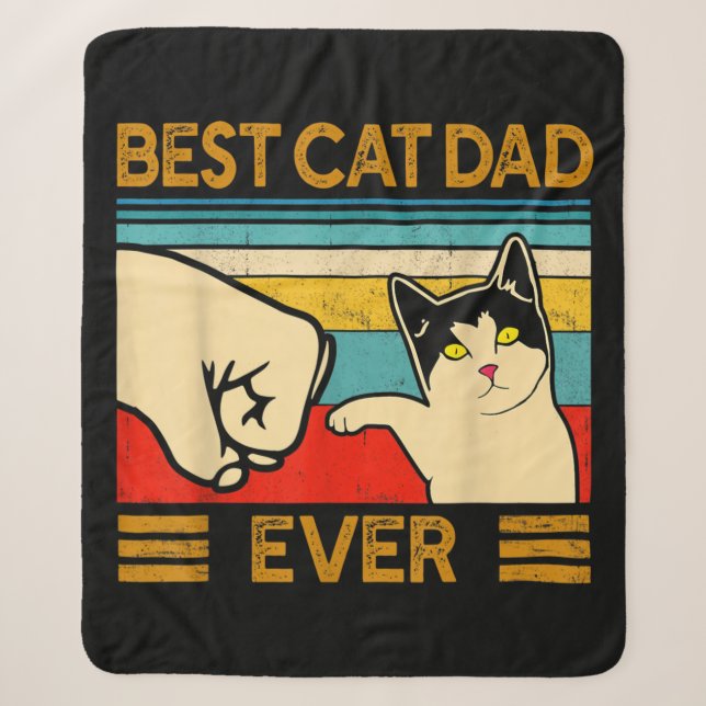 Best Cat Dad Ever Funny Cat Daddy Sherpa Blanket (Front)