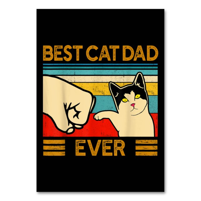 Best Cat Dad Ever Funny Cat Daddy Table Number (Front)
