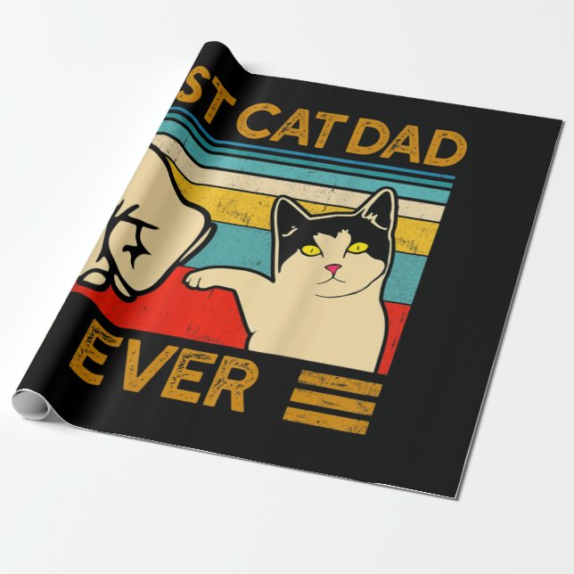Best Cat Dad Ever Funny Cat Daddy Wrapping Paper (Unrolled)