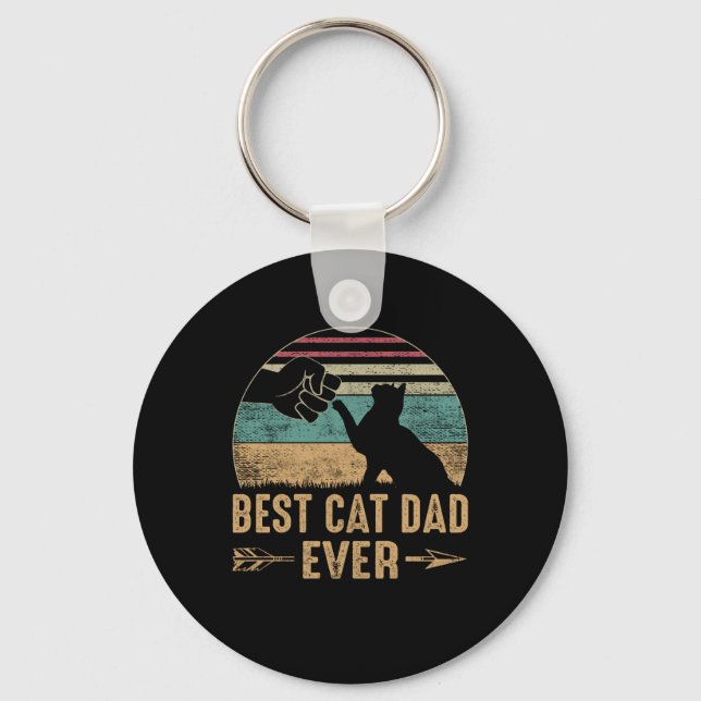 Best Cat Dad Ever Funny Daddy Cat Happy Key Ring (Front)