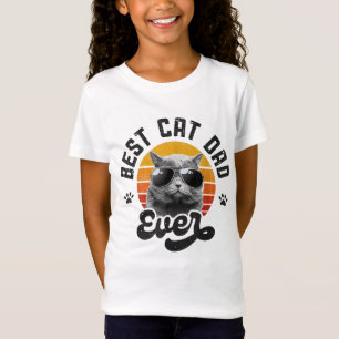 Best Cat Dad Ever Funny Daddy Father's Day Retro V T-Shirt