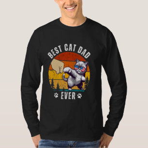Best Cat Dad Ever Funny Paw Fist Bump Papa USA Fla T-Shirt