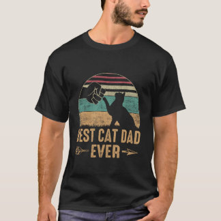 Best Cat Dad Ever Funny Retro Kitten Papa Daddy Pe T-Shirt