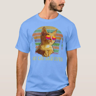 Best Cat Dad Ever  Funny Retro Kitten With Cool Su T-Shirt