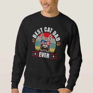 Best Cat Dad Ever Glasses American Flag 4th Of Jul Sweatshirt