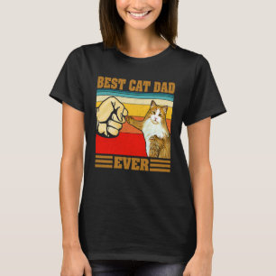 Best Cat Dad Ever Kitten Cat Fist Bump Retro Vint T-Shirt