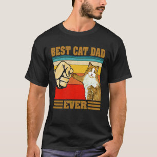 Best Cat Dad Ever  Kitten Cat Fist Bump Retro Vint T-Shirt