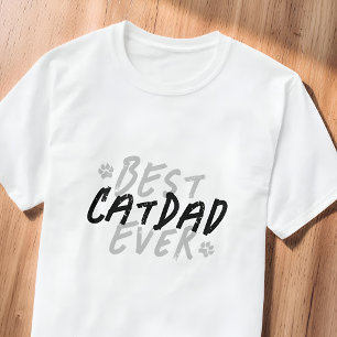 Best Cat Dad Ever Modern Black and Grey Grunge T-Shirt