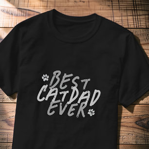Best Cat Dad Ever Modern Black and Grey Grunge T-Shirt