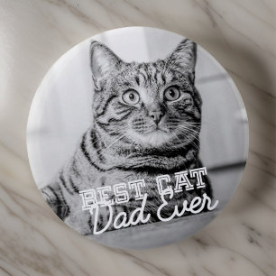 Best Cat Dad Ever Modern Custom Pet Photo 6 Cm Round Badge