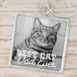 Best Cat Dad Ever Modern Custom Pet Photo Key Ring<br><div class="desc">This simple and classic design is composed of serif typography and add a custom photo</div>