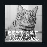 Best Cat Dad Ever Modern Custom Pet Photo Magnet<br><div class="desc">This simple and classic design is composed of serif typography and add a custom photo</div>