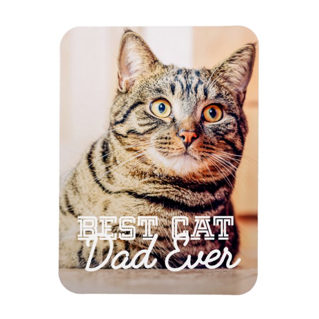 Best Cat Dad Ever Modern Custom Pet Photo Magnet (Vertical)