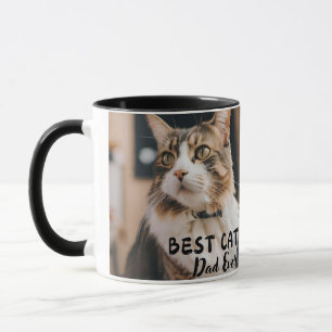 Best Cat Dad Ever Modern Custom Photo and Cat Name Mug