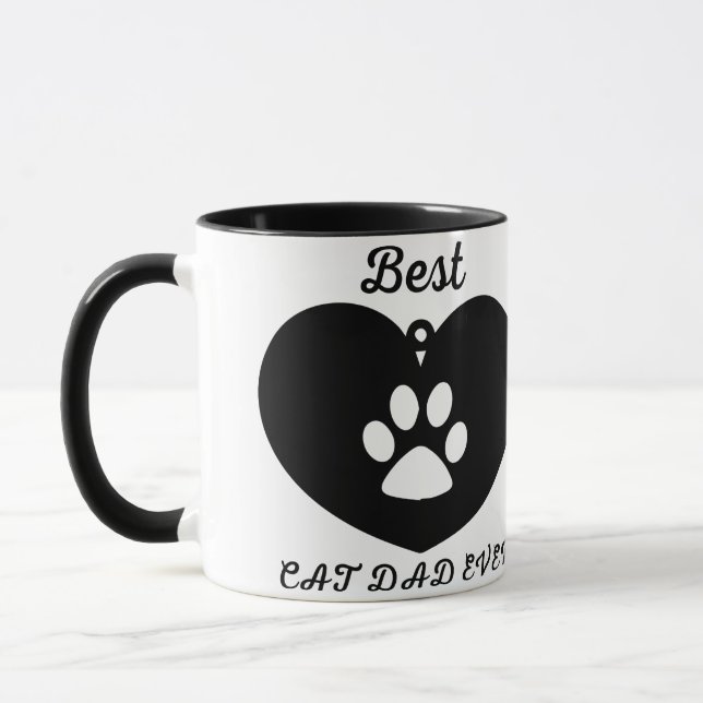 Best Cat Dad Ever Modern Custom Photo and Cat Name Mug (Left)