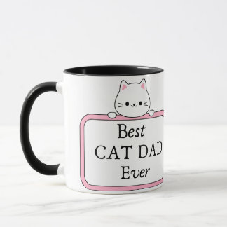 Best Cat Dad Ever Modern Custom Photo and Cat Name Mug