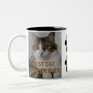 Best Cat Dad Ever Modern Custom Photo and Cat Name Two-Tone Coffee Mug