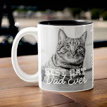 Best Cat Dad Ever Modern Custom Photo and Cat Name Two-Tone Coffee Mug<br><div class="desc">This simple and classic design is composed of serif typography and add a custom photo</div>