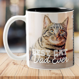 Best Cat Dad Ever Modern Custom Photo and Cat Name Magic Mug