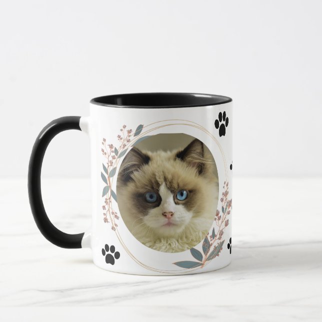Best Cat Dad Ever Modern Custom Photo Mug (Left)