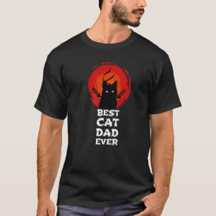 Best Cat Dad Ever Ninja Cat Dad Father Day Retro J T-Shirt