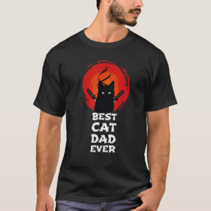 Best Cat Dad Ever Ninja Cat Dad Father Day Retro J T-Shirt
