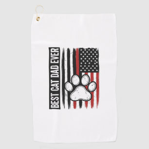 Best Cat Dad Ever Patriotic Paw Flag Design_1 Golf Towel