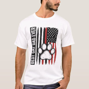 Best Cat Dad Ever Patriotic Paw Flag Design_1 T-Shirt