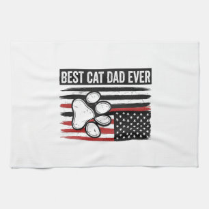 Best Cat Dad Ever Patriotic Paw Flag Design_1 Tea Towel
