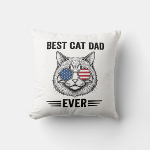 Best Cat Dad Ever Patriotic Vintage Cat Design_1 Cushion