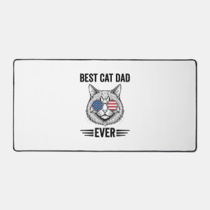 Best Cat Dad Ever Patriotic Vintage Cat Design_1 Desk Mat