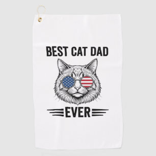 Best Cat Dad Ever Patriotic Vintage Cat Design_1 Golf Towel