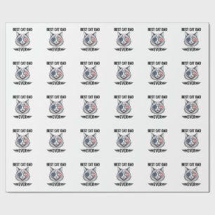 Best Cat Dad Ever Patriotic Vintage Cat Design_1 Wrapping Paper