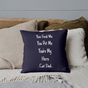 Best Cat Dad Ever Personalised Navy Blue Cute Gift Cushion