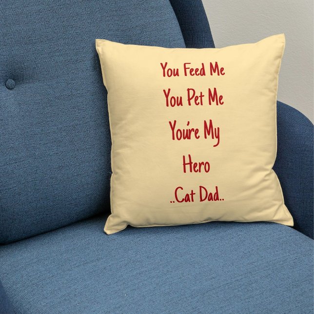 Best Cat Dad Ever Personalised Red Beige Cute Gift Cushion (Creator Uploaded)