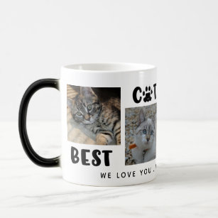 BEST CAT DAD EVER Photo Collage Paw Print Magic Mug