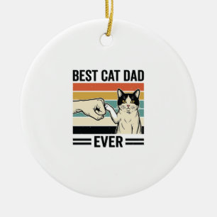 Best Cat Dad Ever Retro Cat Fist Bump Shirt_1 Ceramic Tree Decoration