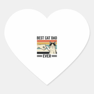 Best Cat Dad Ever Retro Cat Fist Bump Shirt_1 Heart Sticker