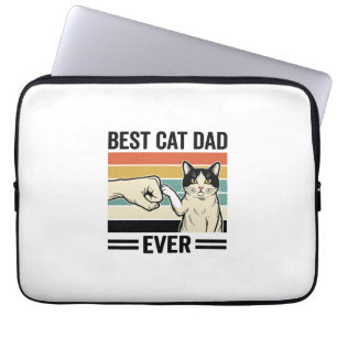 Best Cat Dad Ever Retro Cat Fist Bump Shirt_1 Laptop Sleeve