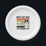 Best Cat Dad Ever Retro Cat Fist Bump Shirt_1 Paper Plate<br><div class="desc">Best Cat Dad Ever Retro Cat Fist Bump Shirt_1</div>
